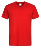 Koszulki męskie - Czerwony Bawełniany T-Shirt w Serek, Męski Bez Nadruku -STEDMAN- Koszulka, Krótki Rękaw, V-neck - Stedman - miniaturka - grafika 1
