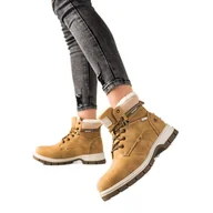 Botki damskie - Goodin Wygodne Sportowe Traperki brązowe - miniaturka - grafika 1