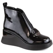 Botki damskie - Botki damskie na koturnie czarne D&A S.Barski Premium Collection MR870-36 - miniaturka - grafika 1