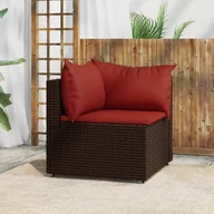 Ławki ogrodowe - vidaXL Narożny moduł sofy z poduszkami, brązowy, polirattan - miniaturka - grafika 1