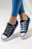 Trampki damskie - Granatowe trampki damskie buty sportowe z wymiennymi ozdobnymi sznurówkami Casu GA8030-5-37 - miniaturka - grafika 1