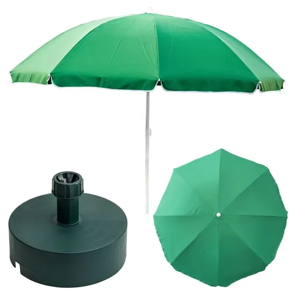 Parasol ogrodowy plażowy 240cm duży łamany z podstawą stojak okrągły zestaw