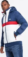 Kurtki męskie - Kurtka męska Ombre Kolorowa sportowa kurtka męska w stylu retro niebiesko-biała V1 OM-JALP-0175 S - miniaturka - grafika 1