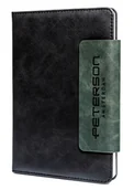 Notesy i bloczki - Notes w linie format A5 czarno - zielony PETERSON twarda okładka ze skóry ekologicznej magnetyczne zapięcie - miniaturka - grafika 1