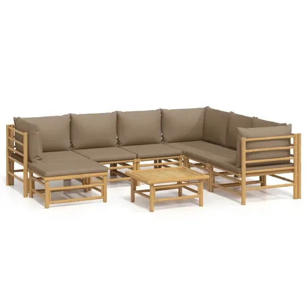 Modułowy zestaw wypoczynkowy do ogrodu z bambusa, taupe, wymiary: 55x65x30