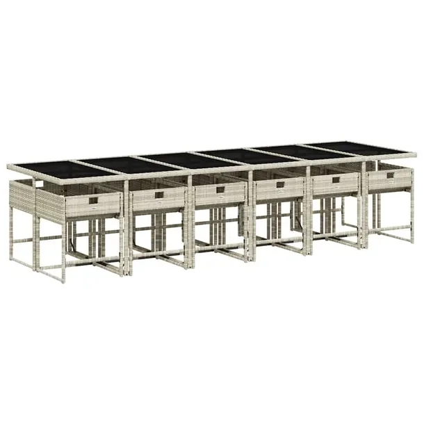 Zestaw mebli ogrodowych 330 x 106 x 73 cm, jasnoszary, antracytowe poduszki