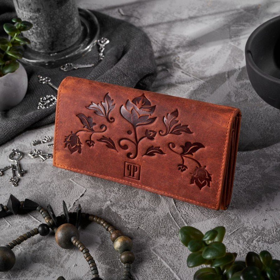 Paolo Peruzzi Portfel damski skórzany PAOLO PERUZZI pomarańczowy T-44-OR