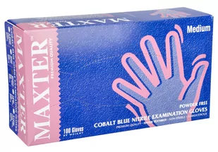 Maxter, rękawiczki nitrylowe, niebieskie, rozmiar M, 100 sztuk - Pozostałe akcesoria fryzjerskie - miniaturka - grafika 1
