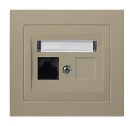 Ospel Kier beżowy Gniazdo komputerowe pojedyncze kat 5eMMC GPK-1W/K/01 GPK-1W/K/01 - Gniazdka elektryczne - miniaturka - grafika 1