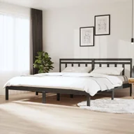 Łóżka - Łóżko z litego drewna sosna szara 200x200 cm - miniaturka - grafika 1