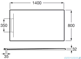 Roca Pyros 140x80cm brodzik prostokątny konglomeratowy czarny AP90157832001400 | - Brodziki prysznicowe - miniaturka - grafika 2