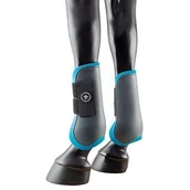 Akcesoria jeździeckie - PFIFF 102210 ochraniacze Parla, odporne na uderzenia tworzywo sztuczne, miękka wyściółka, szaro-niebieski, pełna - miniaturka - grafika 1