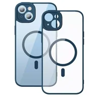 Etui i futerały do telefonów - Zestaw ochronny Baseus Frame przeźroczyste etui magnetyczne i szkło hartowane do iPhone 14 Plus (niebieski) - miniaturka - grafika 1