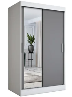 Przesuwna szafa w kolorze biel + antracyt T2-F85 - Szafy - miniaturka - grafika 1