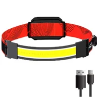 Latarki - Latarka Czołowa Czołówka Lampka Led Cob Opaska - miniaturka - grafika 1