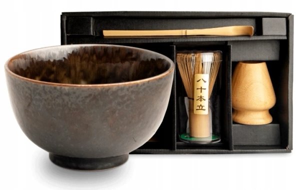 Japoński zestaw porcelany do herbaty matcha Kumano, 4 elementy Edo Japan