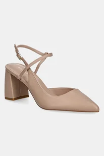 Aldo czółenka skórzane LAURA kolor beżowy na słupku z odkrytą piętą 13728099 - Czółenka - miniaturka - grafika 1