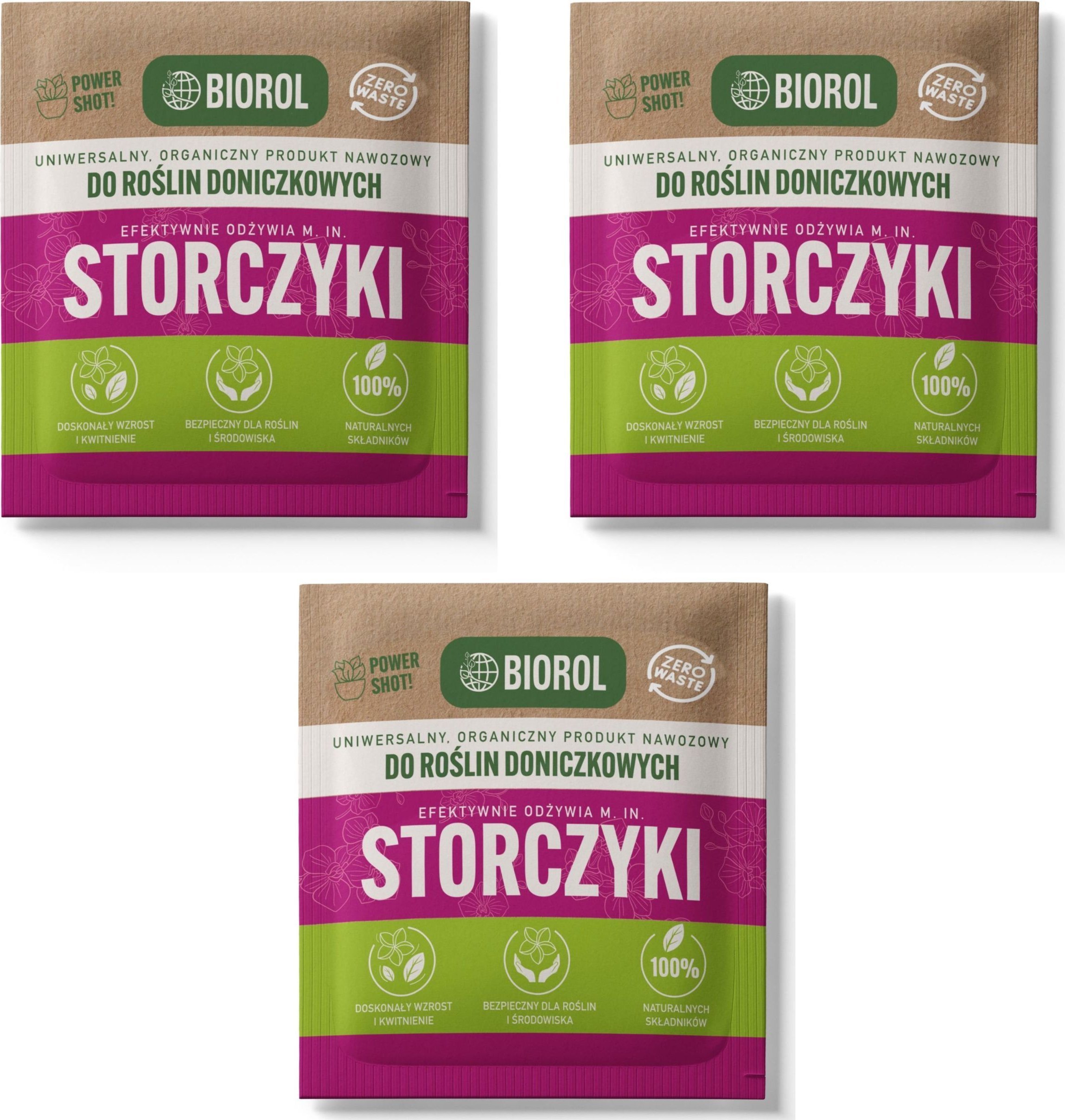 3x Nawóz organiczny BIOROL Power Shot 50g Odżywka do storczyków, orchidei