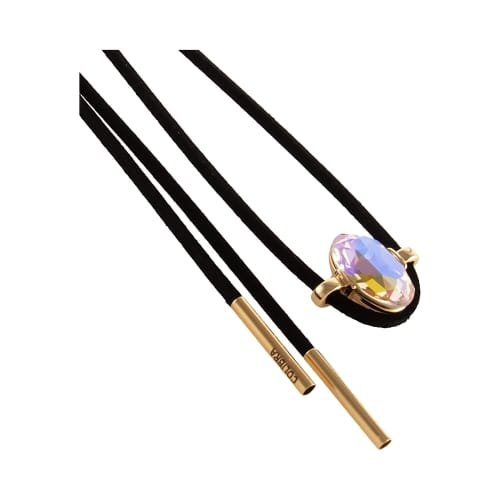 Bransoletka zamszowy, czarny rzemyk ze średnim, owalnym kryształem Primero (B24/LAT/80AU)