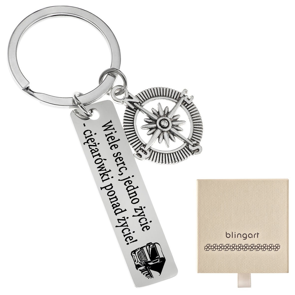 Brelok do kluczy zawieszka Z GRAWEREM kompas KIERU