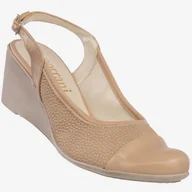 Czółenka - Czółenka Damskie Ekoskóra Buty Na Koturnie Morrani Beżowe 099/K Beżowy 38 - miniaturka - grafika 1