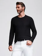 Swetry męskie - Strukturalny męski sweter z okrągłym dekoltem czarny V3 OM-SWSW-0181 - Ombre Clothing - miniaturka - grafika 1