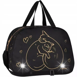 Torba Sportowa Szkolna Na Basen Wf Dla Dziewczynki Czarna Kotki Złote Serce - Torby sportowe - miniaturka - grafika 1