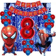 Balony i akcesoria - SPIDER MAN ZESTAW BALONY KURTYNA 8 URODZINY - miniaturka - grafika 1