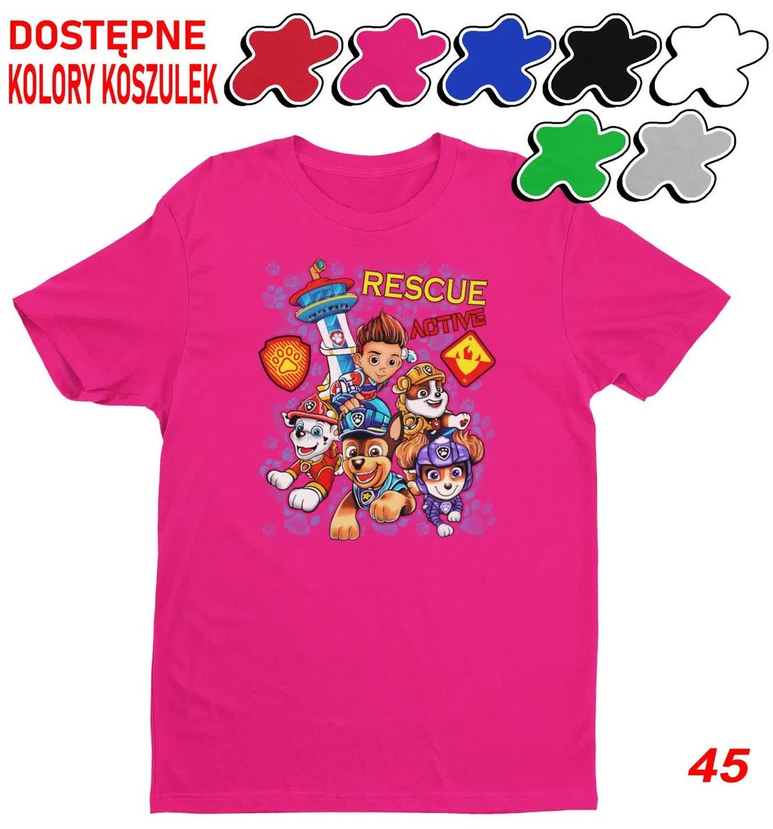 Dziecięca Koszulka Z Nadrukiem Psi Patrol Duży Wybór -M 134-140