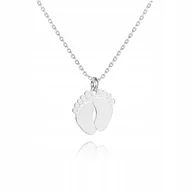 Łańcuszki - 925 SREBRNY ŁAŃCUSZEK 40 CM STOPKI DEDYKACJA A5Z91 - miniaturka - grafika 1