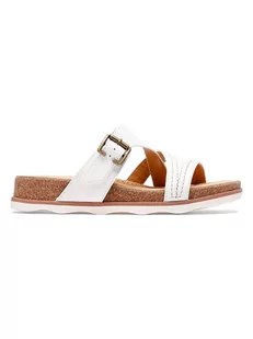 Clarks Skórzane klapki w kolorze białym - Klapki i japonki damskie - miniaturka - grafika 1