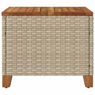 Stolik ogrodowy, beżowy, 45x45x37 cm, polirattan i akacja Lumarko! - Stoły ogrodowe - miniaturka - grafika 7