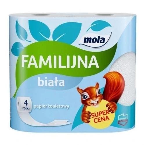 Mola Familijna Papier toaletowy biały, 4 sztuki