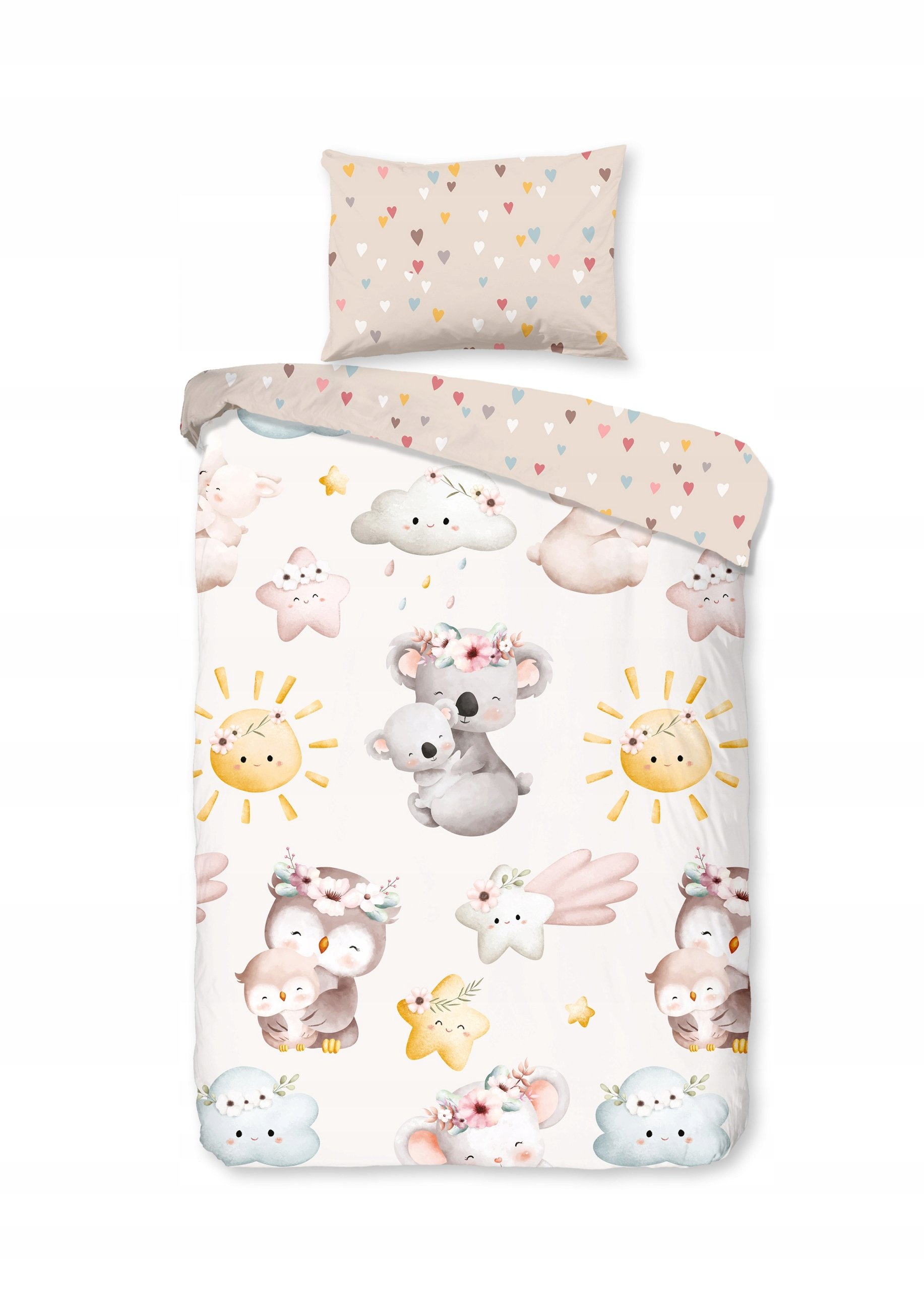 Brązowo-beżowa bawełniana pościel dziecięca do łóżeczka 100x135 cm Hugs – Good Morning