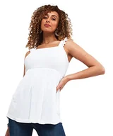 Koszulki i topy damskie - Joe Browns Damska koszulka basic z marszczonym gorsetem z falbanami i rękawami Babydoll Cami Top, biały, 34 - miniaturka - grafika 1