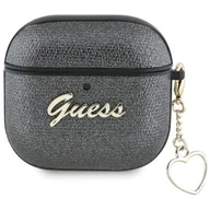 Akcesoria do słuchawek - Etui na słuchawki GUESS Metallic Script Charm do Apple AirPods 4 Czarny - miniaturka - grafika 1