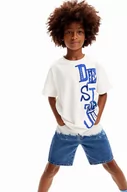Koszulki dla chłopców - Desigual t-shirt bawełniany dziecięcy kolor biały z nadrukiem - miniaturka - grafika 1