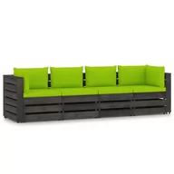 Sofy ogrodowe - vidaXL Ogrodowa sofa 4-os z poduszkami impregnowane na szaro drewno 3068227 - miniaturka - grafika 1