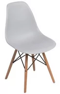 Fotele i krzesła biurowe - D2.Design Krzesło P016W PP light grey, drewniane nogi 80382 - miniaturka - grafika 1