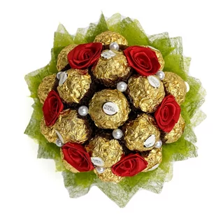 Bukiet Z Cukierków Rocher Czerwień - Zestawy upominkowe - miniaturka - grafika 1