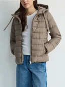 Kurtki damskie - Reserved - Pikowana kurtka z kapturem - brązowy - miniaturka - grafika 1