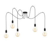 Lampy sufitowe - Żyrandol na lince MIROS 5xE27/60W/230V czarny - miniaturka - grafika 1