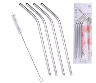 Słomki rurki 4x stalowe metalowe eko wielorazowe 151403 - Słomki do napojów - miniaturka - grafika 1