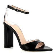 Sandały damskie - Czarne sandały na słupku CARINII - Carinii - miniaturka - grafika 1