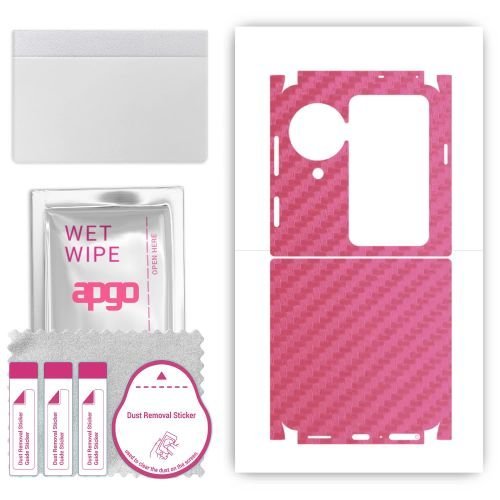 folia naklejka skórka strukturalna na TYŁ+BOKI do Oppo Find N3 Flip - Carbon Różowy - apgo SKINS