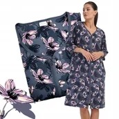 Piżamy damskie - SZLAFROK DAMSKI VIENETTA 6XL piżama podomka BAWEŁNA kieszenie koszula nocna - miniaturka - grafika 1