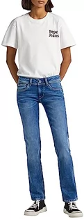 Spodnie damskie - Pepe Jeans Dżinsy damskie Saturn, Niebieski (denim-hs4), 34W / 30L - grafika 1