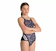 Stroje kąpielowe - Arena Dziewczęcy kostium kąpielowy dla dziewczynek czarny czarno-biały 116 003822 - miniaturka - grafika 1