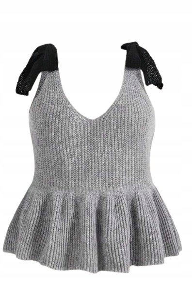 SHEIN TOP DZIANINOWY DZIEWCZĘCY SZARY 140 V3L