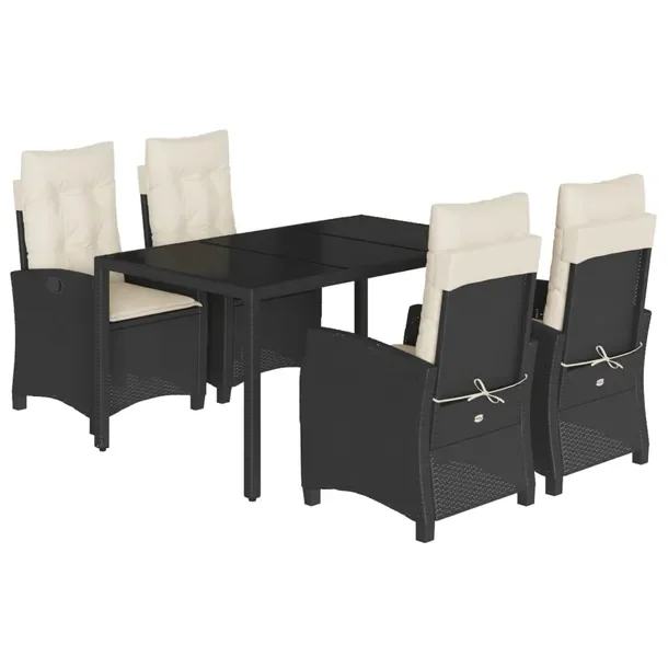 Zestaw Mebli Ogrodowych z Rattanu PE, Stół 150x90x75 cm, Krzesła 57x66x9
